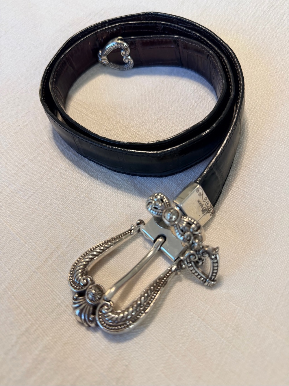 Brighton Reversible Women's Leather Belt with Ornate Silver Buckle